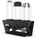 Rainsworth - Range Bouteille pour SodaStream, 3 Trous Supports d'Égouttage Noir pour Crystal, Easy, Power, Penguin, Fuse, Emil