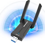 Clé WiFi 6 Puissante 5400Mbps Adaptateur USB WiFi Tri-Bande Clé WiFi pour PC,2.4 GHz/5 GHz/6Hz Clé WiFi USB pour Windows 11/10,USB 3.0,WPA3,MU-MIMO,OFDMA,NF-U353