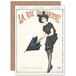 Artery8 La Vie Parisienne Spring Rain Umbrella Magazine Cover Sealed Greeting Card Plus Envelope Blank inside Printemps Pluie Parapluie Couverture du magazine Couverture