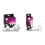 Philips Hue White & Colour Ambiance Smart Spotlight 3 Pack LED [GU10 Spotlight] - 350 Lumens & White and Colour Ambiance Smart Light Bulb 100W - 1600 Lumen [E27 Edison Screw] with BluE