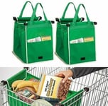 2 x Strong Reusable Supermarket Shopping Trolley Bags Grocery Grab Bags Foldable