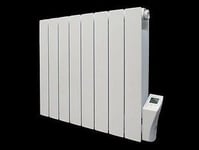 Radiateur ?lectrique fixe en pierre naturelle horizontal - gamme KURTZY 1500W - Blanc - Programmable - Thermostat digital - DELTACALOR