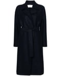 Belted Long D.B Coat Pressed Wool And Polaire - Black