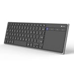 CZUR Clavier sans Fil Bluetooth QWERTY(Version Anglaise) avec Grande Taille Touchpad, Ultra-Fin Clavier Rechargeable pour PC/Laptop/Tablet/Phone/Smart TV, Compatible Windows/macOS/Android/iOS