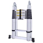 Aufun - chelle télescopique 3,8m, Echelle Pliante Aluminium, Multi-Fonction Ladder, Charge maximale 150kg - Pliable(1,9m+1,9m)