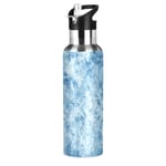 xigua Sports Water Bottle, Double-Wall Vacuum Insulated Stainless Steel Water Bottle with Wide Handle, for Fitness Outdoor Enthusiasts, 600ml - (Frost)