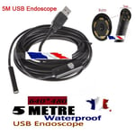 Endoscope USB couleur 7MM- Etanche-Câble de 5M-Mini DV caméra espion-6 LEDS