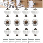 Boutons Ceramique,12 pcs Bouton Ceramique Meuble,Tiroirs Forme de Citrouille Bouton,Armoire à Tiroirs Porte Boutons,Poignée Cuisine,pour Maison,Bureau,Cuisine,Tiroirs et Placard Blanc