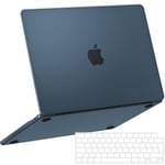 NPUOLS Coque Compatible avec MacBook Air 13,6" 2024 2022 Modèle A3113 A2681 M3 M2, Etui Housse Coque de Protection Rigide en Plastique Mat + Clavier Ultra Mince en TPU Version EU, Minuit Mate