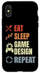 Coque pour iPhone X/XS Eat Sleep Game Design Repeat Video Game Producer