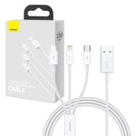 Baseus Superior Data 3-i-1 USB-kabel 3.5A 1M Hvit