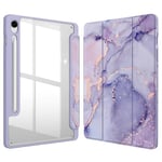 FINTIE Hybrid Slim Case for Samsung Galaxy Tab S9 FE 10.9 Inch/Galaxy Tab S9 11 Inch 2023 with S Pen Holder, Shockproof Cover with Clear Transparent Back Shell, Auto Wake/Sleep, Lilac Marble