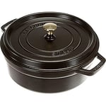 STAUB Cocotte Basse en Fonte, Ronde, Ø 26 cm, 4 L, Noir Mat