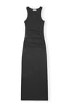 Soft Cotton Rib Tank Top Long Dress - Black