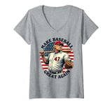 Womens Retro Trump Baseball Jersey: Make Baseball Great Again V-Neck T-Shirt