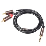 RCA-kabel Hifi Stereo 3,5 mm till 2RCA ljudkabel Aux RCA-kontakt 3,5 Y-splitter för förstärkare ljud Ca