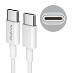 Câble usb c vers usb c,BLANC PD 2M Type C,Câble de Charge Rapide pour iPad/MacBook/Samsung/Manette Xbox/Switch/Huawei/PS5,Transfert de Données Haute Vitesse,adaptateur