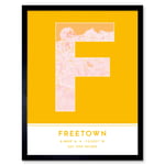 Freetown Sierra Leone City Map Modern Typography Stylish Letter Framed Word Wall Art Print Poster for Home Décor