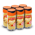 Schwartz Ground Ginger, Jar, 26 G, Spicy, Warm, and Flavourful, Versatile Spice, Spicy & Zesty Taste, Perfect for Adding to Savoury Meat, Fish Vegetable Dishes,Curries, Stir Fries & Stews, Pack of 6