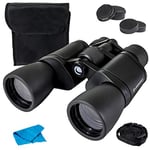 Celestron 72355 LandScout 8-24x50mm Water-Resistant Porro Prism Binoculars with Rubber Grip Surface, Coated Lens, K9 Optical Glass, Neck Strap and Soft Carry Case, Black