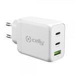 Celly Laddare TC3GAN65W 2xUSB-C/USB-A GaN 65W Vit