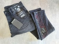 DIESEL D-AMNY Distressed Jeans Black Skinny Stretch Printed BNWT Men's W28 L30