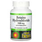 NATURAL FACTORS Betaine Hydrochloride & Fenugreek 500mg - 90 VEGETARIAN CAPSULES