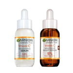 Garnier SkinActive - Coffret Sérum Jour Anti-Taches Brunes + Sérum Nuit Booster d’Éclat - Soin Visage Enrichi en Vitamine C - Tous Types de Peau - 2 x 30 ml