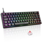 The G-Lab - Keyz Titanium - Clavier Gaming 65% AZERTY, USB - Clavier Mecanique Switch Rouge - RGB 100% Personnalisable, Anti-Ghosting, Macros programmables - pour PC, PS4, PS5, Xbox - New (Noire)