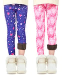 Adorel Legging Polaire Chaud Hiver Pantalon Fille Lot de 2 Étoiles Rose + Violettes 8-9 Ans (Taille Fabricant: 140)