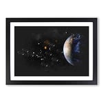 Big Box Art View of The Earth Paint Splash Framed Wall Art Picture Print Ready to Hang, Black A2 (62 x 45 cm)