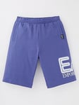 EA7 Emporio Armani Boys Over Size Logo Jog Shorts - Marlin Blue, Blue, Size 4 Years