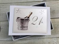 WHITE COTTON CARDS AC21T 21st Birthday, Mini Photo Album, Champagne Bucket White