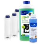 Set For Delonghi coffee Machine Water Filter x3, Descaler, Milk Cleaning Liquid