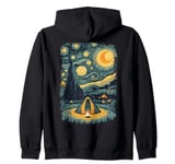 Retro Scout Graphic Kids Hiking Starry Night Tent Camper Zip Hoodie