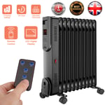 11 Fin Oil Filled Radiator 2500W Portable Heater Thermostat with Remote Control