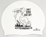 Swimz Don't Ever Give Up Silicone Swim Cap - One size fits most silicone swimmin