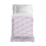 PENSIERI DELICATI Bedspread 170 x 280 cm, Single Sheet 100% Cotton Pique, Ideal as a Furniture Cover, 1 Square Bed Cover, Love Love Pink Pattern, 100% Made in Italy