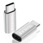 TRANLIKS Adapter USB C to Lightning,2 Pack Adapter USB C Male to Lightning Female, Only Supports Charging(Not Supports Audio and Data) - Silver