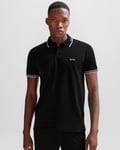 BOSS Green Paul Mens Short Sleeve Polo Shirt With Contrast Tipping NOS - Black - Size Large