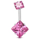 Navelpiercing Kirurgiskt stål Dubbel Rosa Cubic Zirconia