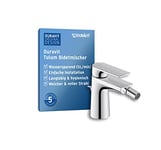 Duravit Tulum by Starck Mitigeur monocommande de bidet, Robinet de bidet pour Salle de Bains (hauteur de sortie 83 mm), avec tirette et garniture de vidage, monocommande pour bidet, chromé