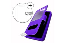 PH26 Coque et étui téléphone mobile Super pack housse pour nokia 2.3 extra slim 2 fenêtres éco cuir + verres de protection haute transparence violet