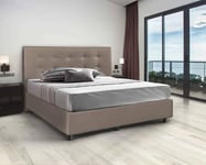 Talamo Italia - Lit double Virginia, lit coffre et tête de lit en simili cuir, 100% Made in Italy, ouverture frontale, adapté pour matelas 160x190 cm, gris tourterelle