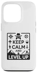 Coque pour iPhone 13 Pro Keep Calm and Level Up Gamer pour les joueurs amusants