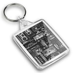 IP02 Passport Keyring BW - Radios Cassette Player Retro Music  #36180