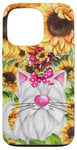 Coque pour iPhone 13 Pro White Kitten Graphic For Sunflower Lover And Pink Cat Mom