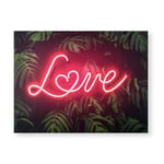 Art for the Home Tropical Neon Love Canvas Wall -60x80cm