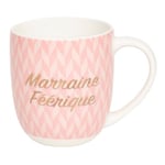 DRAEGER PARIS - Mug en Céramique - Rose - "Marraine Féerique" - Idée cadeau Ami, Famille, Marraine, Baptême, Anniversaire, Naissance - Humour, Fun, Amour, Amitié - 320 ml - Avec Boîte Cadeau