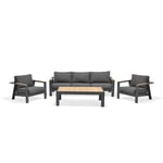 Lifestyle Garden Palau sofagruppe Teak/grå med grå pude 3-personers sofa, 2 stole & bord 143x80 cm